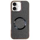 For iPhone 16 Electroplating PC Glitter Grain MagSafe Phone Case(Black) - 1