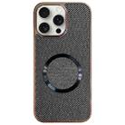 For iPhone 15 Pro Max Electroplating PC Glitter Grain MagSafe Phone Case(Black) - 1