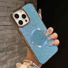 For iPhone 15 Pro Max Electroplating PC Glitter Grain MagSafe Phone Case(Blue) - 2