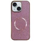 For iPhone 15 Electroplating PC Glitter Grain MagSafe Phone Case(Pink) - 1
