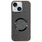 For iPhone 15 Electroplating PC Glitter Grain MagSafe Phone Case(Black) - 1