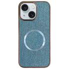 For iPhone 15 Electroplating PC Glitter Grain MagSafe Phone Case(Blue) - 1