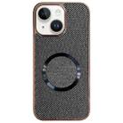 For iPhone 14 Electroplating PC Glitter Grain MagSafe Phone Case(Black) - 1