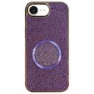 For iPhone 16e Electroplating PC Glitter Grain MagSafe Phone Case(Purple) - 1
