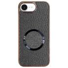 For iPhone 16e Electroplating PC Glitter Grain MagSafe Phone Case(Black) - 1