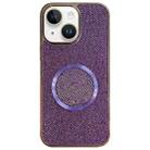 For iPhone 13 Electroplating PC Glitter Grain MagSafe Phone Case(Purple) - 1