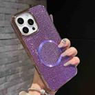 For iPhone 13 Electroplating PC Glitter Grain MagSafe Phone Case(Purple) - 2