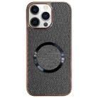 For iPhone 12 Pro Electroplating PC Glitter Grain MagSafe Phone Case(Black) - 1