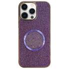 For iPhone 12 Pro Max Electroplating PC Glitter Grain MagSafe Phone Case(Purple) - 1