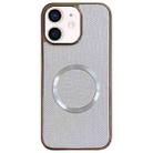 For iPhone 12 Electroplating PC Glitter Grain MagSafe Phone Case(White) - 1