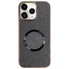 For iPhone 11 Pro Max Electroplating PC Glitter Grain MagSafe Phone Case(Black) - 1