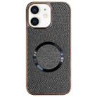 For iPhone 11 Electroplating PC Glitter Grain MagSafe Phone Case(Black) - 1