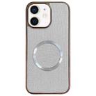 For iPhone 11 Electroplating PC Glitter Grain MagSafe Phone Case(White) - 1