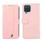 For Samsung Galaxy A12 ABEEL Delicate Texture Splicing RFID Leather Phone Case(Pink) - 1