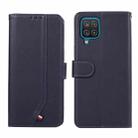 For Samsung Galaxy A12 ABEEL Delicate Texture Splicing RFID Leather Phone Case(Blue) - 1
