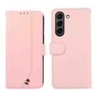 For Samsung Galaxy S21 FE 5G ABEEL Delicate Texture Splicing RFID Leather Phone Case(Pink) - 1