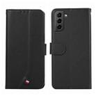 For Samsung Galaxy S21+ ABEEL Delicate Texture Splicing RFID Leather Phone Case(Black) - 1