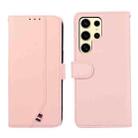 For Samsung Galaxy S21 Ultra 5G ABEEL Delicate Texture Splicing RFID Leather Phone Case(Pink) - 1