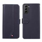 For Samsung Galaxy S21 5G ABEEL Delicate Texture Splicing RFID Leather Phone Case(Blue) - 1