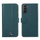 For Samsung Galaxy S21 5G ABEEL Delicate Texture Splicing RFID Leather Phone Case(Green) - 1