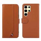 For Samsung Galaxy S22 Ultra 5G ABEEL Delicate Texture Splicing RFID Leather Phone Case(Brown) - 1