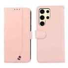 For Samsung Galaxy S23 Ultra 5G ABEEL Delicate Texture Splicing RFID Leather Phone Case(Pink) - 1