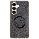 For Samsung Galaxy S25+ 5G Electroplating PC Glitter Grain MagSafe Phone Case(Black) - 1