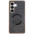 For Samsung Galaxy S24 FE 5G Electroplating PC Glitter Grain MagSafe Phone Case(Black) - 1