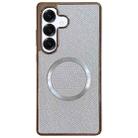 For Samsung Galaxy S24 FE 5G Electroplating PC Glitter Grain MagSafe Phone Case(White) - 1