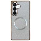 For Samsung Galaxy S23 FE 5G Electroplating PC Glitter Grain MagSafe Phone Case(White) - 1