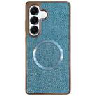 For Samsung Galaxy S23 FE 5G Electroplating PC Glitter Grain MagSafe Phone Case(Blue) - 1