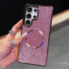 For Samsung Galaxy S23 5G Electroplating PC Glitter Grain MagSafe Phone Case(Pink) - 2