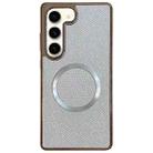 For Samsung Galaxy S23 5G Electroplating PC Glitter Grain MagSafe Phone Case(White) - 1