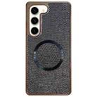 For Samsung Galaxy S22+ 5G Electroplating PC Glitter Grain MagSafe Phone Case(Black) - 1