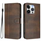 For iPhone 14 Pro Line Splicing Buckle Retro Leather Phone Case(Brown) - 2