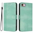 For iPhone 7 / 8 / SE 2022 Line Splicing Buckle Retro Leather Phone Case(Mint Green) - 2
