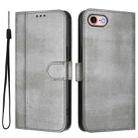 For iPhone 7 / 8 / SE 2022 Line Splicing Buckle Retro Leather Phone Case(Grey) - 2