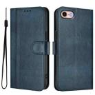 For iPhone 7 / 8 / SE 2022 Line Splicing Buckle Retro Leather Phone Case(Dark Blue) - 2