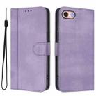 For iPhone 7 / 8 / SE 2022 Line Splicing Buckle Retro Leather Phone Case(Purple) - 2