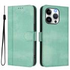 For iPhone 13 Pro Max Line Splicing Buckle Retro Leather Phone Case(Mint Green) - 2