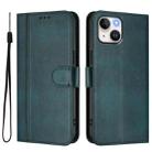 For iPhone 13 mini Line Splicing Buckle Retro Leather Phone Case(Dark Green) - 2