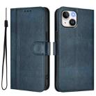 For iPhone 13 mini Line Splicing Buckle Retro Leather Phone Case(Dark Blue) - 2