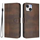 For iPhone 13 mini Line Splicing Buckle Retro Leather Phone Case(Brown) - 2