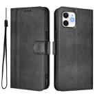 For iPhone 12 / 12 Pro Line Splicing Buckle Retro Leather Phone Case(Black) - 2