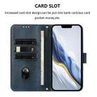 For iPhone 12 / 12 Pro Line Splicing Buckle Retro Leather Phone Case(Dark Blue) - 3
