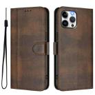 For iPhone 12 Pro Max Line Splicing Buckle Retro Leather Phone Case(Brown) - 2