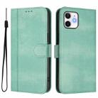For iPhone 12 mini Line Splicing Buckle Retro Leather Phone Case(Mint Green) - 2