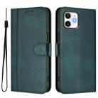 For iPhone 12 mini Line Splicing Buckle Retro Leather Phone Case(Dark Green) - 2