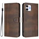For iPhone 12 mini Line Splicing Buckle Retro Leather Phone Case(Brown) - 2