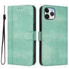 For iPhone 11 Pro Max Line Splicing Buckle Retro Leather Phone Case(Mint Green) - 2